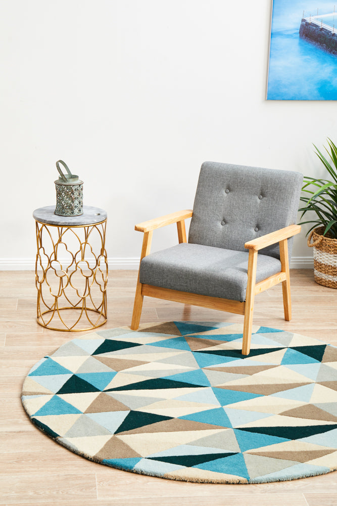 Exclusive Turquoise Round Pure Wool Rug from Matrix Collection - 901