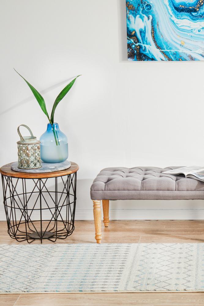 Hot Deal! Evoke Slate White Transitional Runner Rug