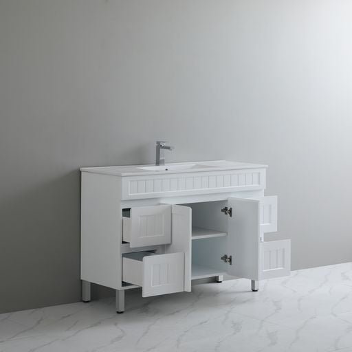 1200mm Single Bowl ACACIA PVC Shaker Floor Standing Vanity