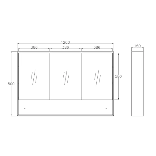 Hot Sale! MARLO Wall - Mounted Matte Black Mirror Shaving Cabinet in 600mm, 750mm, 900mm & 1200mm Sizes
