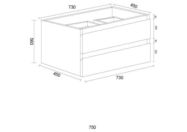 Elegant Luna 750mm Wall - Hung Plywood Bathroom Vanity with Storage