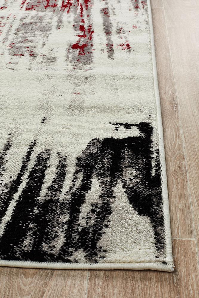 Hot! Lydia Abstract Red Black White Grey Rug