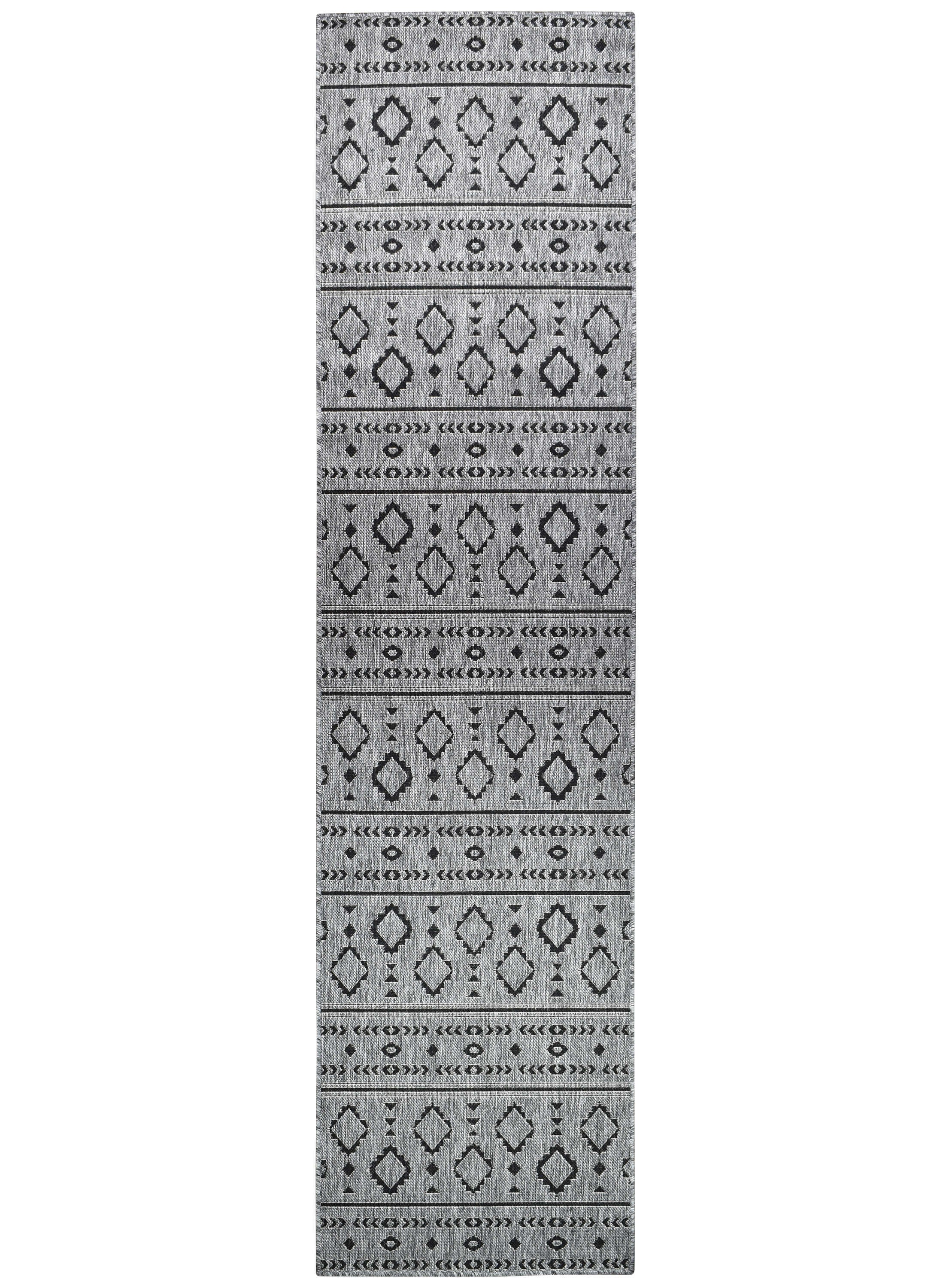 Affordable Alaska Runner Rug in Dark Grey for Indoor & Outdoor Use