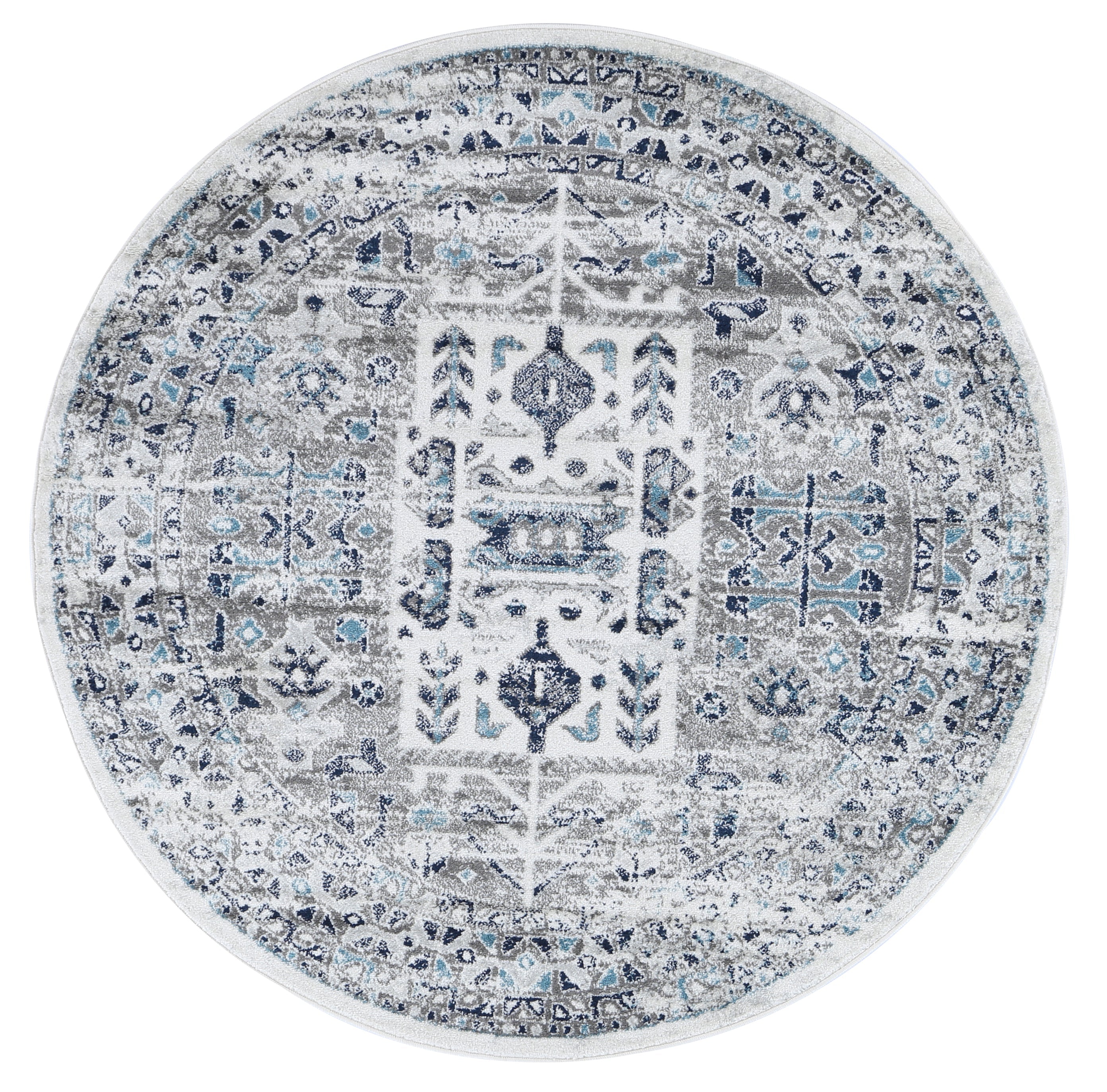 Trendy Blue Traditional Cream Rug from Ligures Collection - Ideal for Home Decor