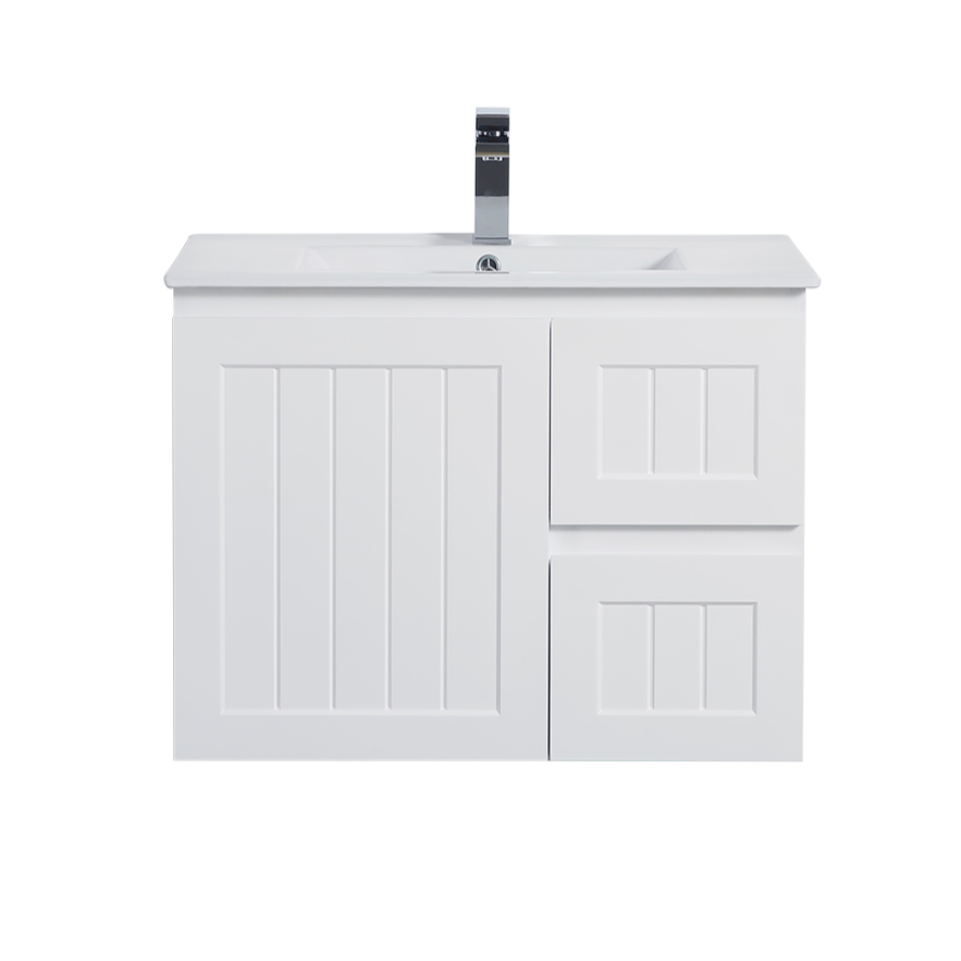 Matte White ACACIA Shaker PVC Wall-Hung Vanity Unit 750mm