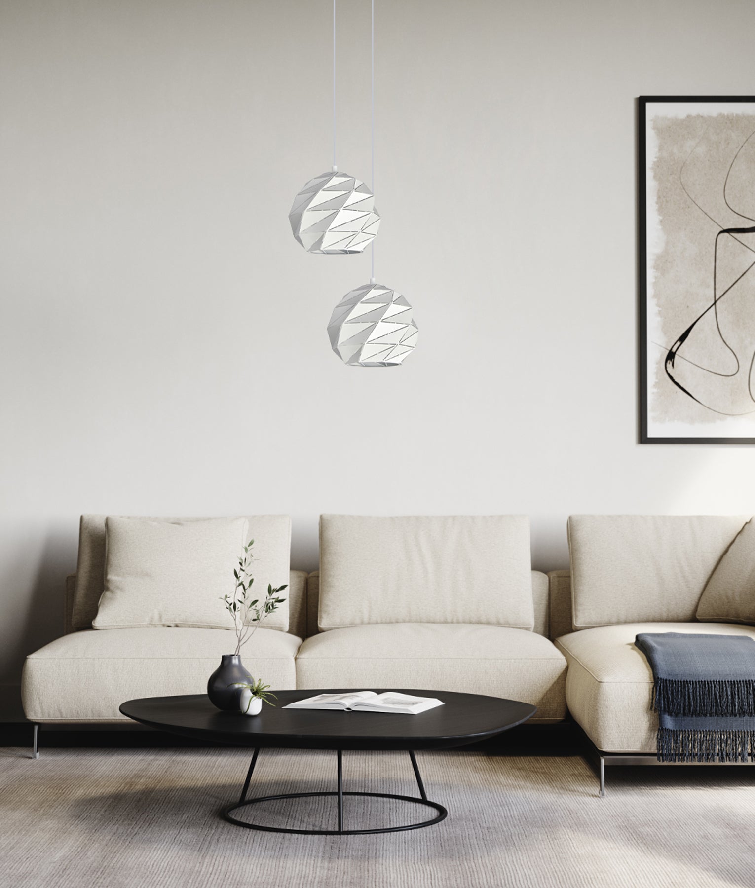 Hot Sale! Interior Large Dome Carved Iron Origami-Style Single Pendant Lights