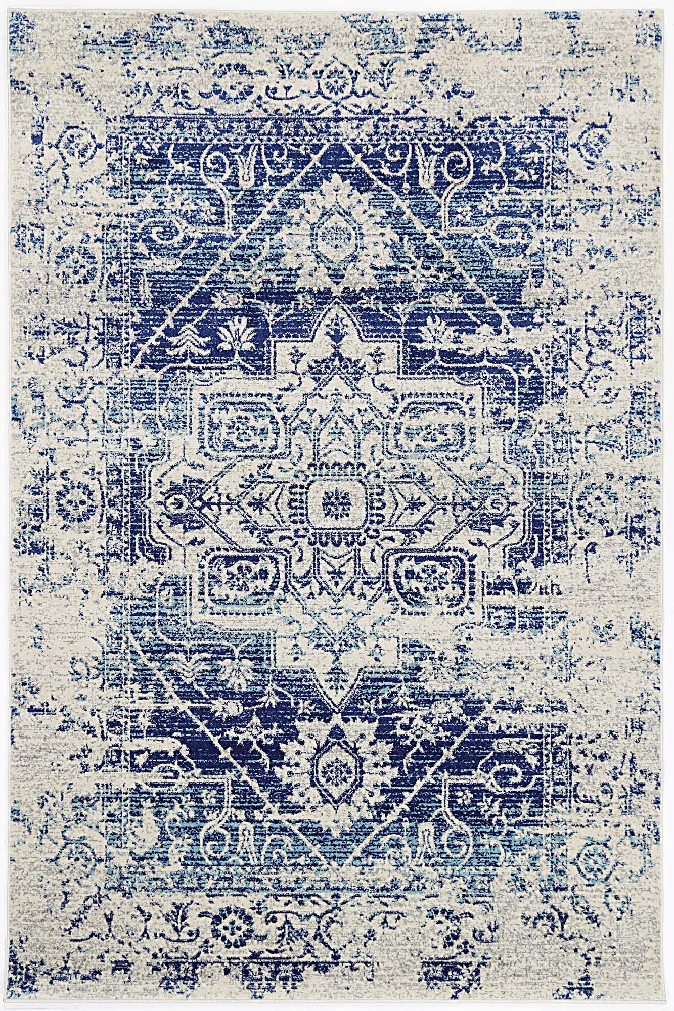 Special Offer! Exquisite Ivory and Navy Audrey-Style Area Rug for Your Home