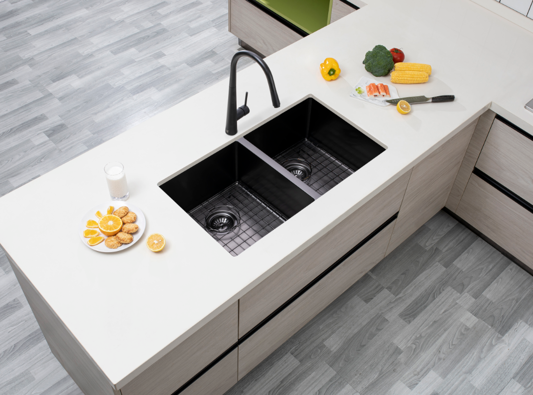Hot Deal! 1.2mm Gun Metal Grey Kitchen Sink Set 820x457x230mm
