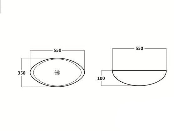 HOT! POSEIDON Oval Solid Surface Ceramic Basin (550x350x100)