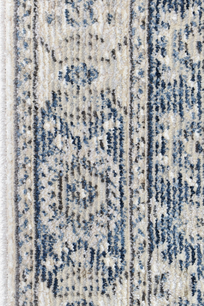 Trendy Blue Runner Rug A161A - Medina Cream with Understated Elegance