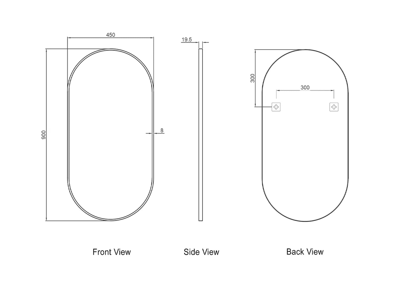 Hot Sale! Oval Framed Matte White NOOSA Mirror in 1200mm and 900mm Sizes