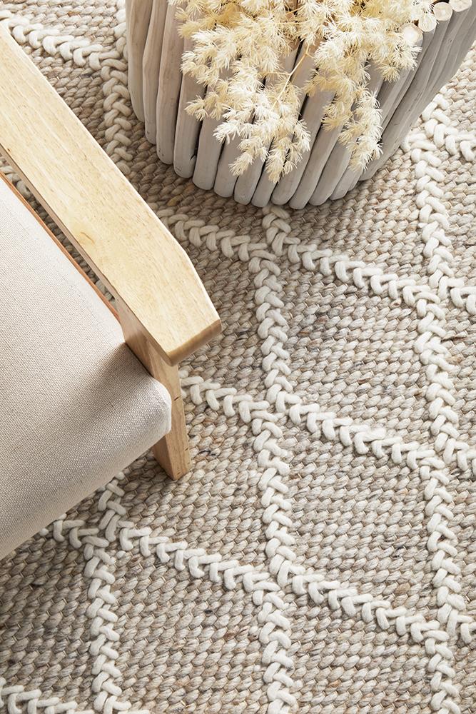 Stunning Huxley Natural Flatwoven Wool & Polyester Rug for Contemporary Spaces