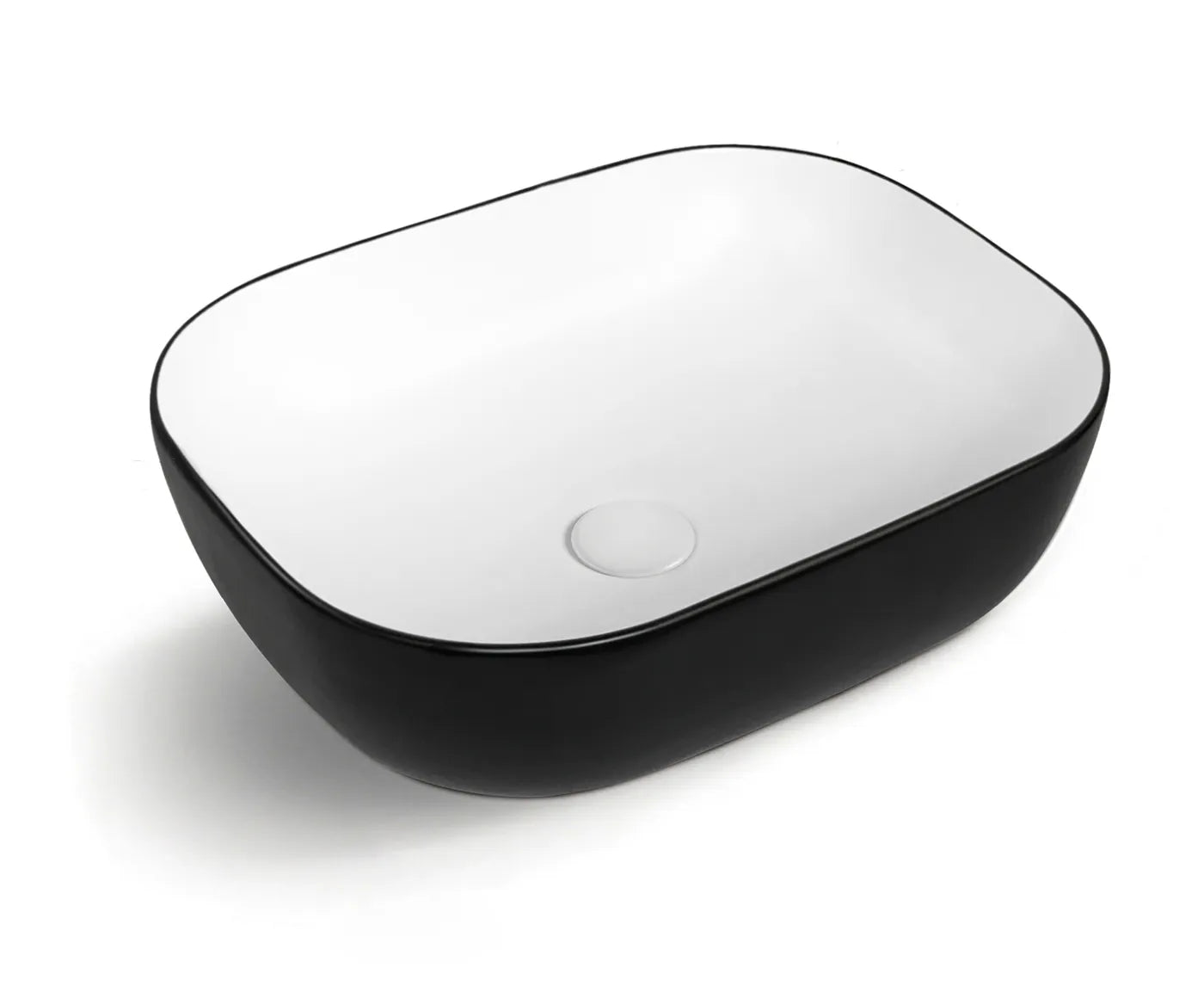 Hot Sale! Oval Bathroom Basin in Matte Black Exterior and Gloss White Interior (480x320x150)
