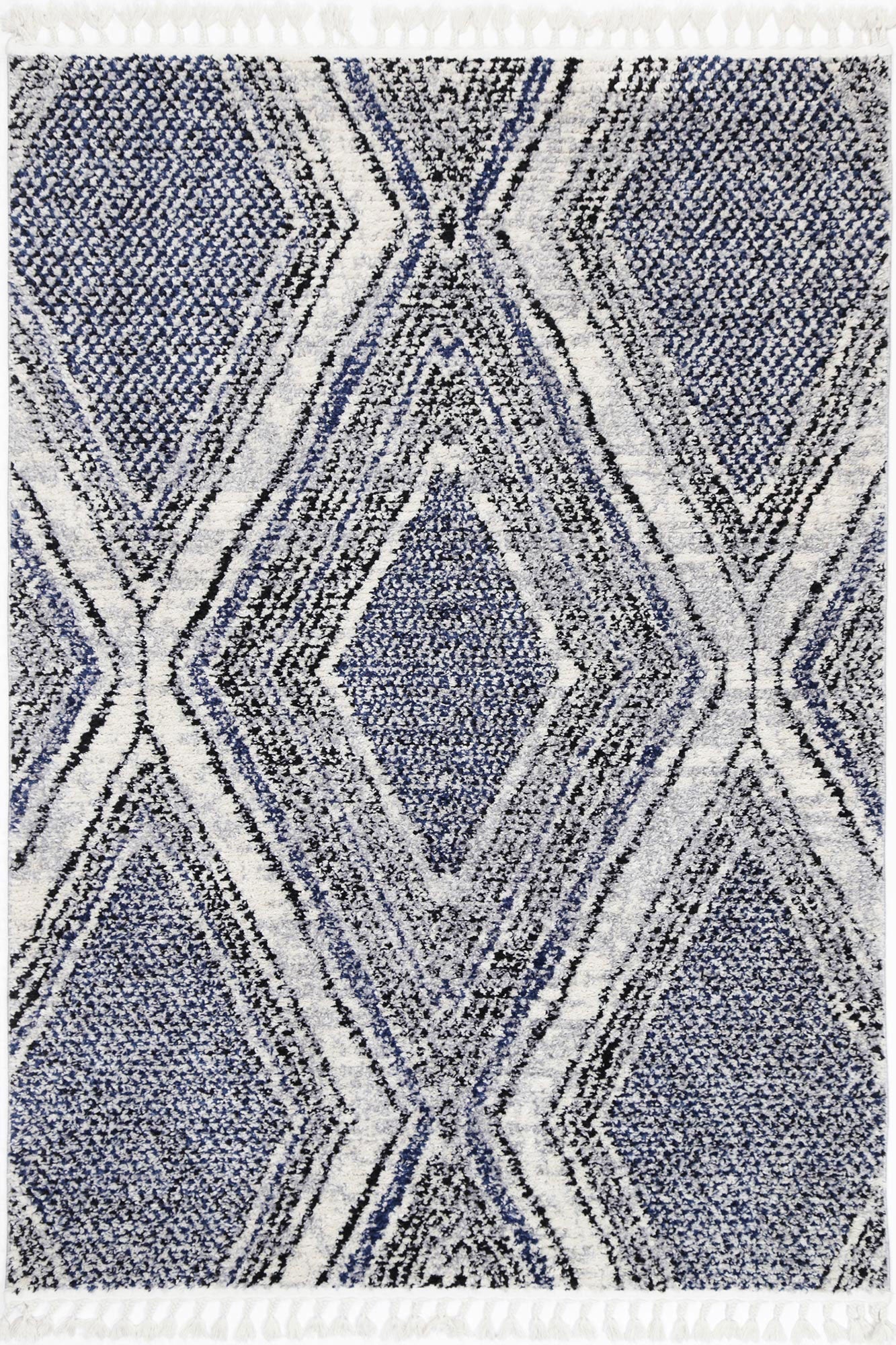 Stylish Myk Navy Blue Geometric Indoor Rug - Ideal for Bohemian Decor