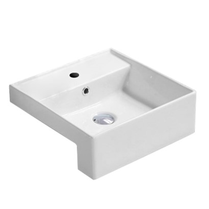 Hot Sale! POSEIDON Rectangle Semi - Recessed Ceramic Basin (410 x 410 x 140mm)