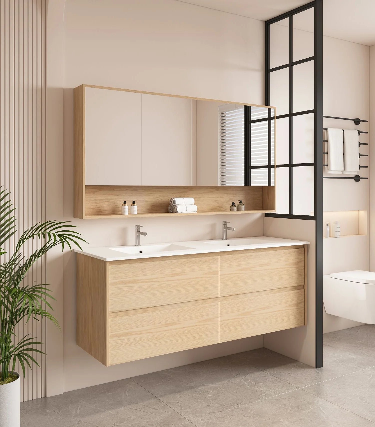 HERA MDF Wall-Mounted Tas Oak Vanity Cabinet in Various Sizes