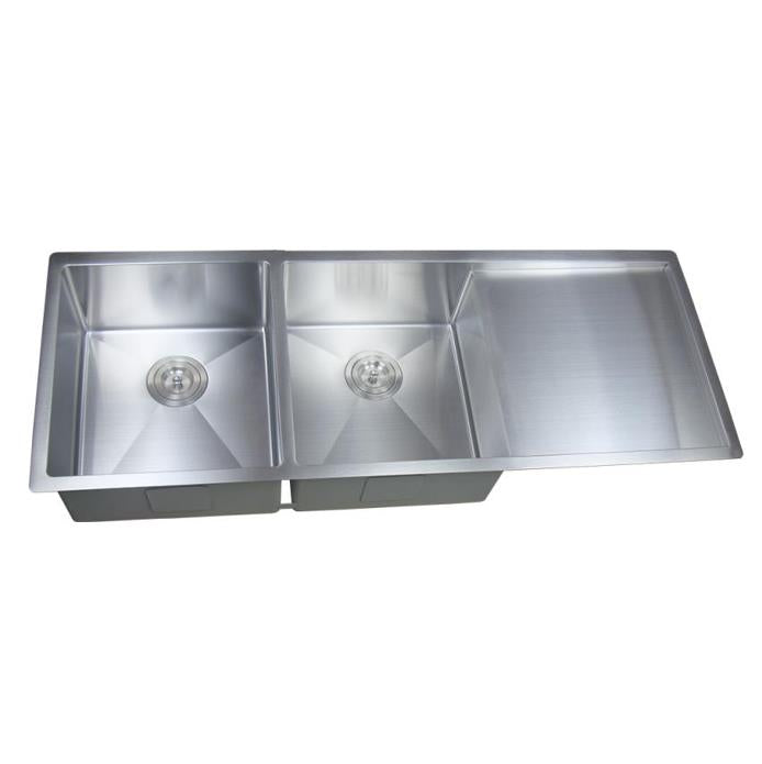 Discount! Handmade 304 Stainless Steel Double Bowl POS Kitchen Sink 1160x450x200mm