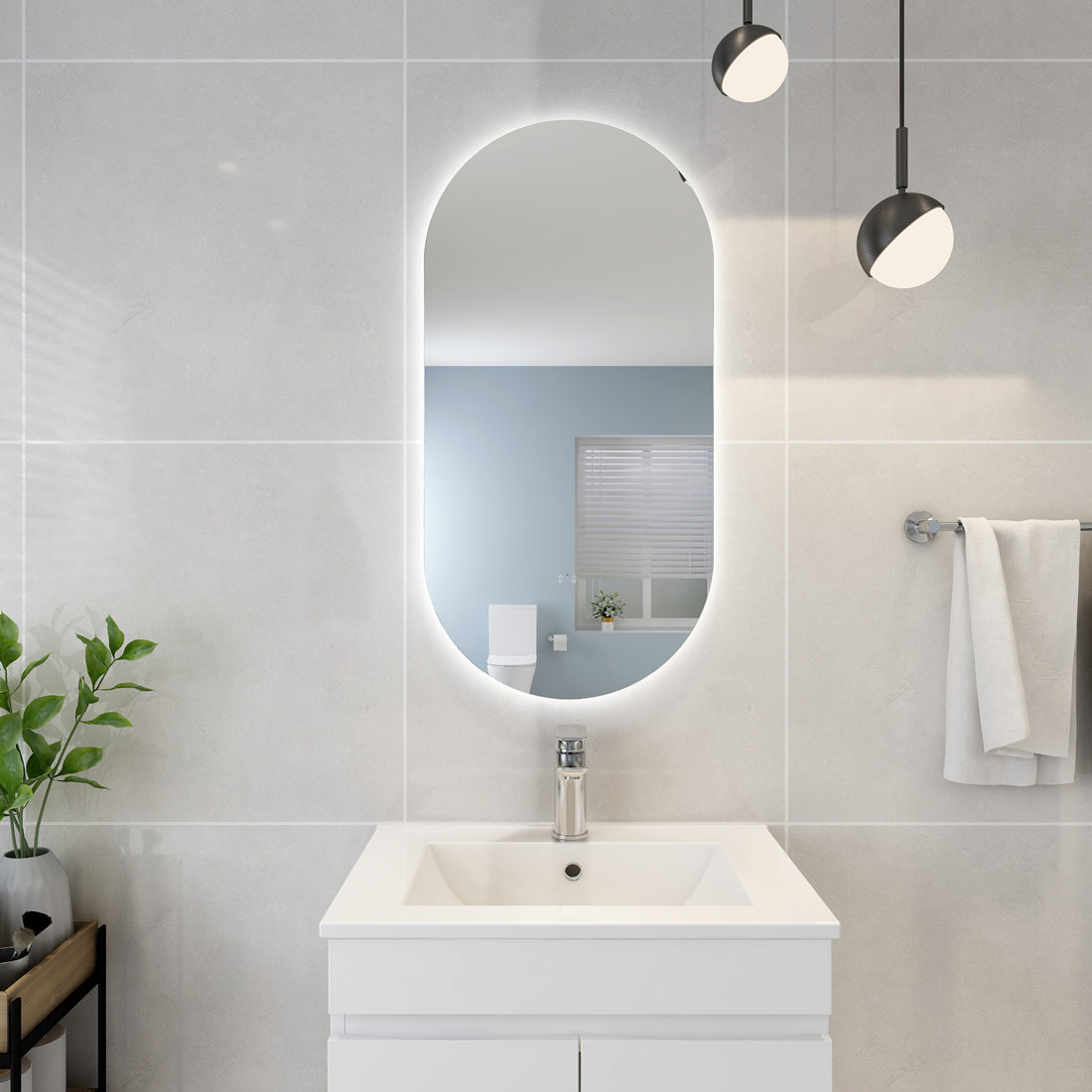 Hot Sale! Poseidon Oval LED Backlit Mirror, 450x900mm for Clear Reflection