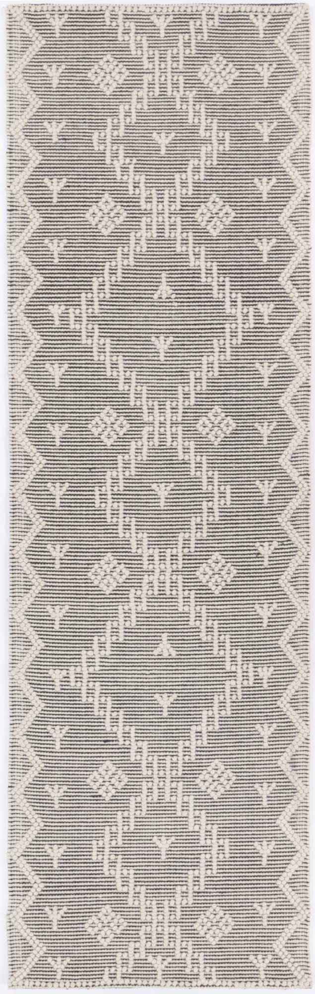 Cream-colored Anjuna Aztec-style Wool Blend Rug without Tassels