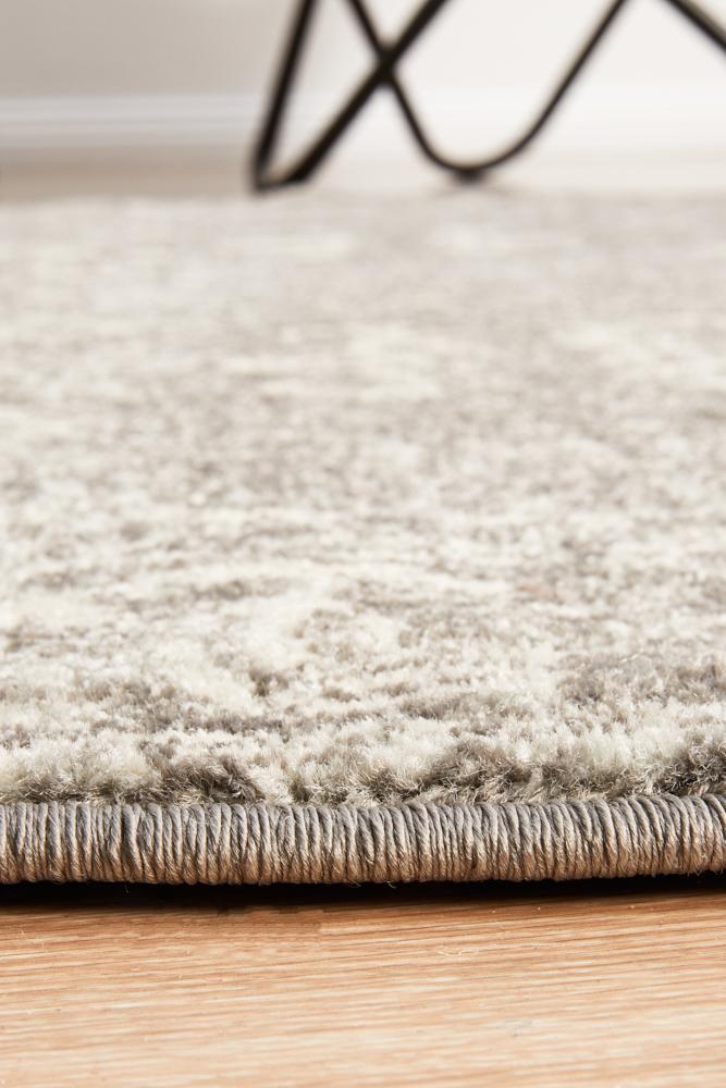 Stunning Grey Transitional Power - Loomed Round Rug from Turkey