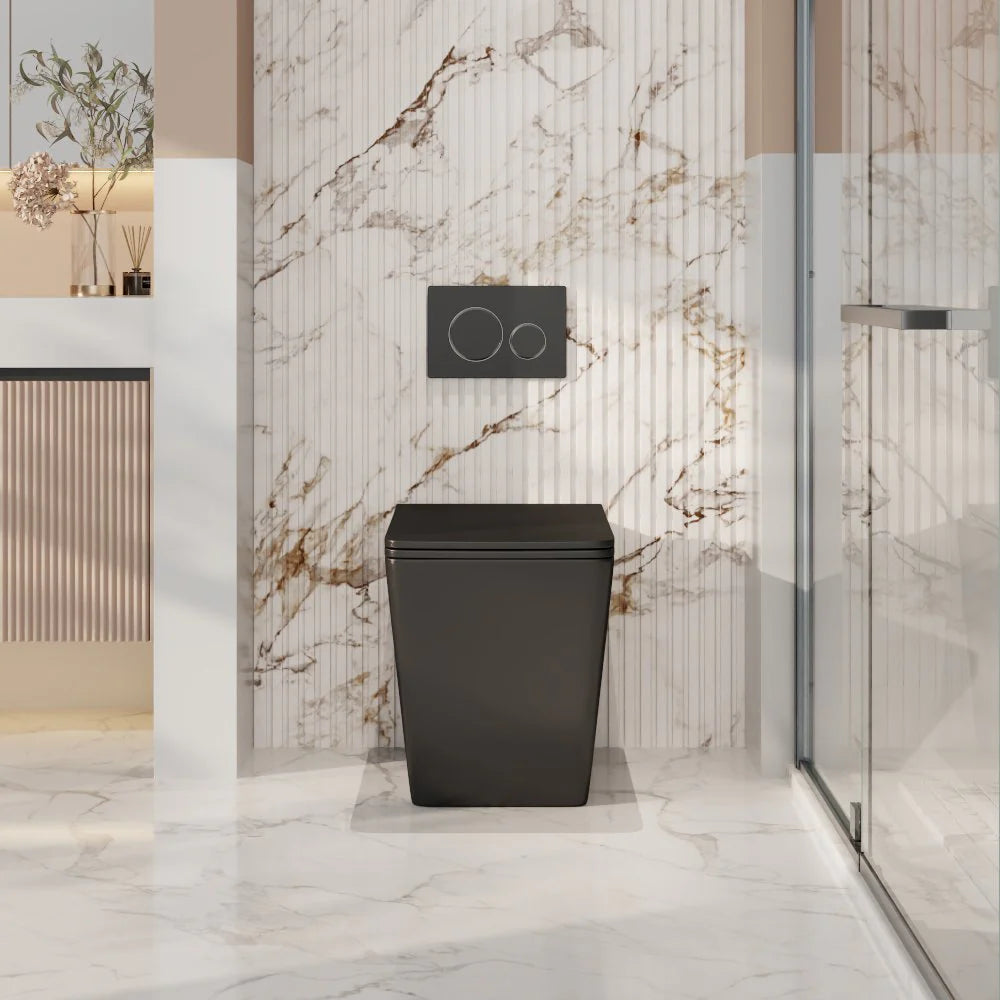 Enox99 Matte Black Rimless Wall - Faced Floor - To - Ceiling Toilet Pan