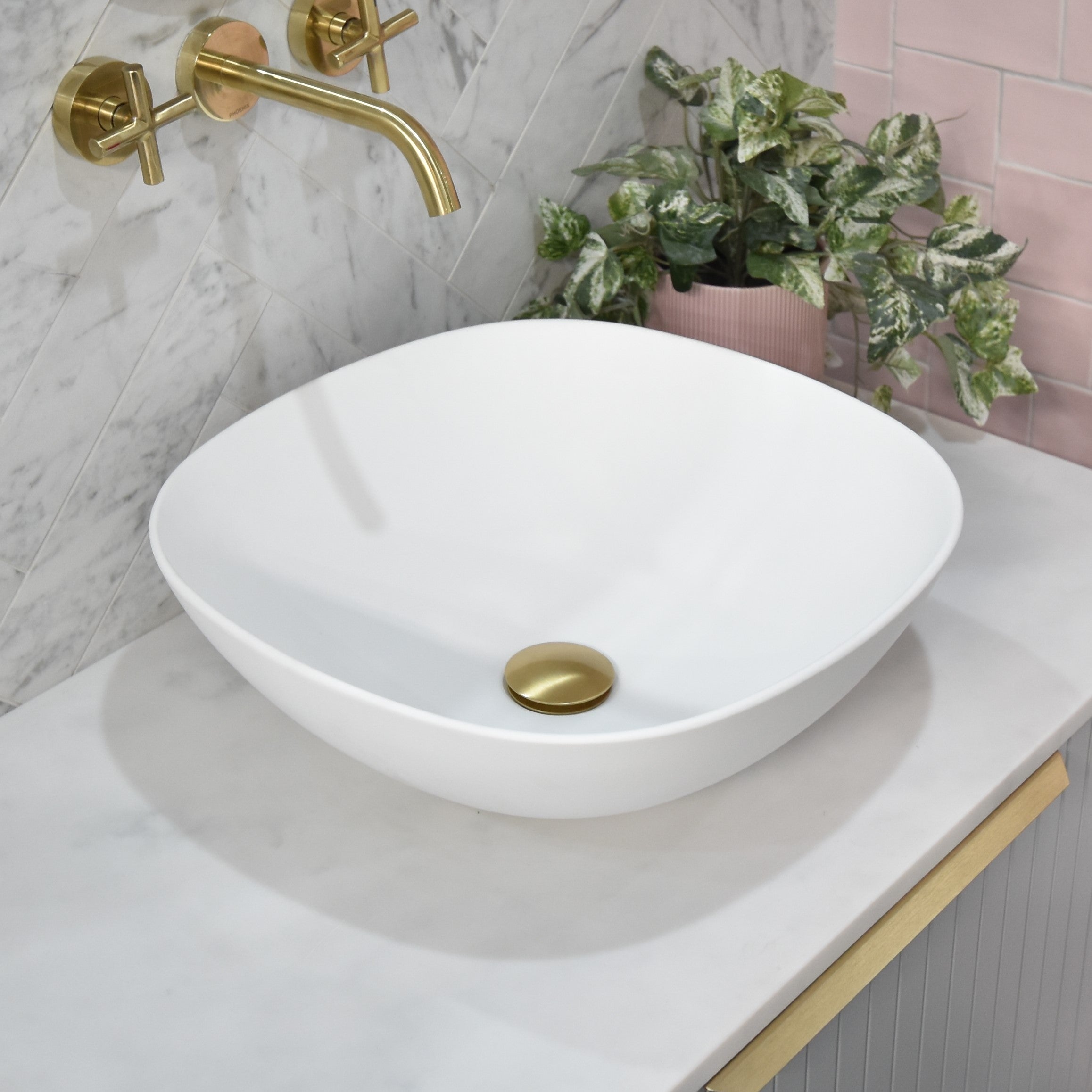 Hot Sale! POSEIDON Rectangle White Ceramic Above - Counter Basin (430x430x150 mm)