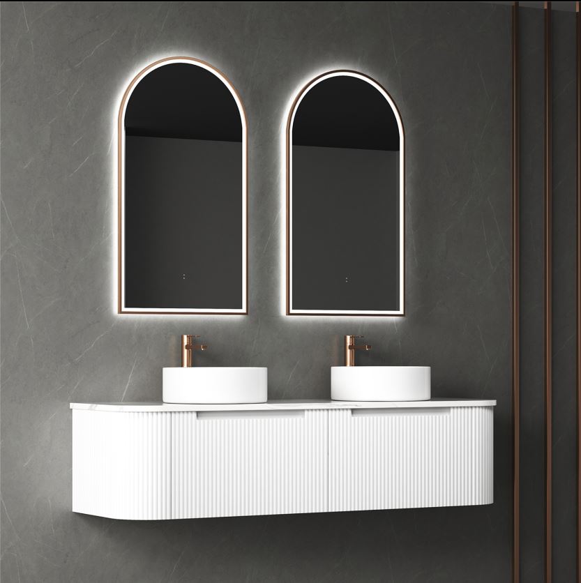 PETRA MARK II Wall - Hung Curved Vanity in Matte White, All Sizes Available, Ideal for Your Bathroom