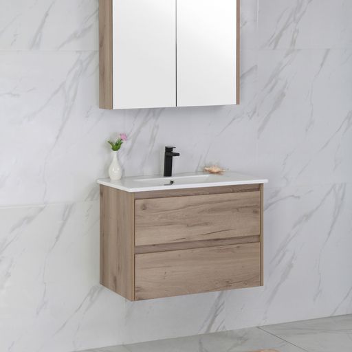 Exclusive MAX MDF Wall Hung Vanity in Natural Oak (All Sizes)