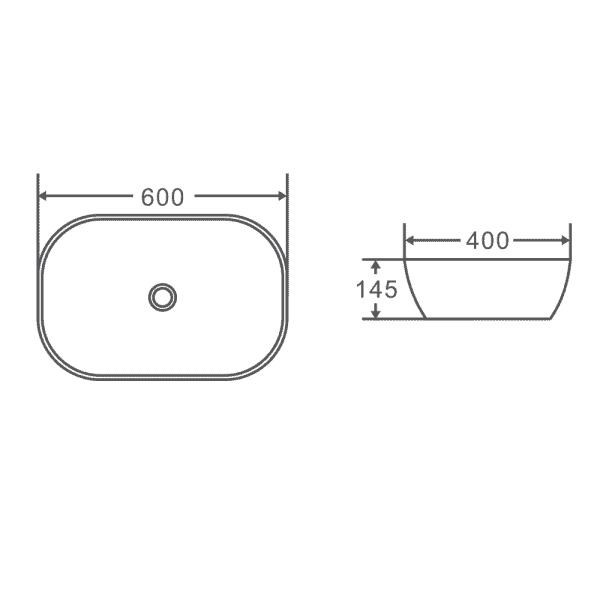 Evea Rectangle Above Counter Basin (600x400x145) - Popular Pick