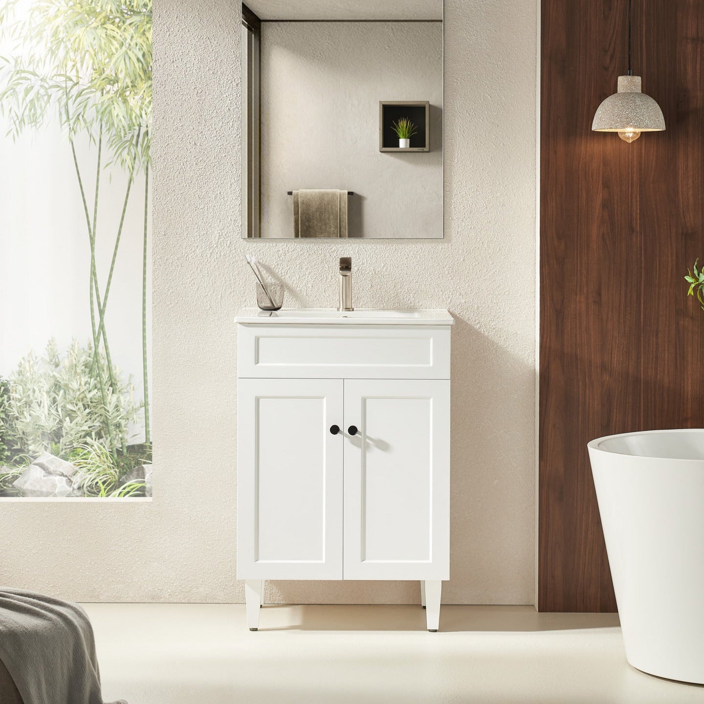 600mm Matte White Harrington PVC Floor - Standing Bathroom Vanity