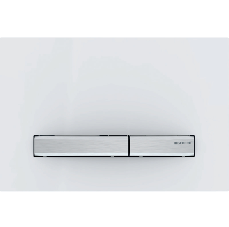 Geberit Sigma50 Mechanical Dual Flush Plate - White with Chrome Trim