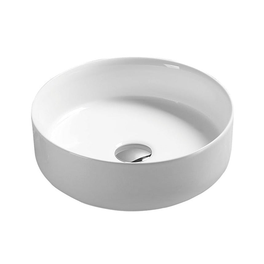 Glossy White Round Ceramic Basin - 352x352x112 Size (POSEIDON)
