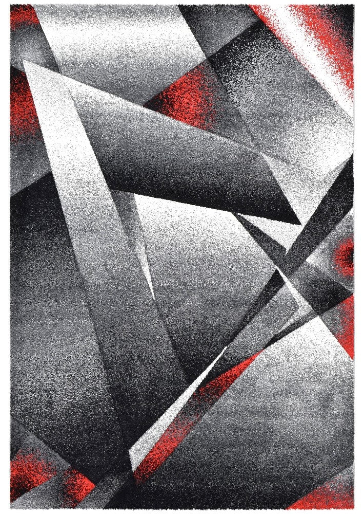 Hot Sale! Novus 54B Grey and Red Contemporary Machine - Woven Rugs
