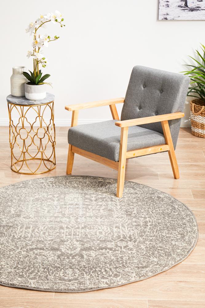 Hot Deal! Evoke Homage Grey Transitional Round Rug