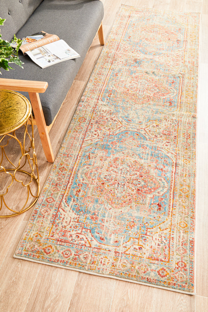 Hot! Odyssey 110 Blue Vintage Runner Rug
