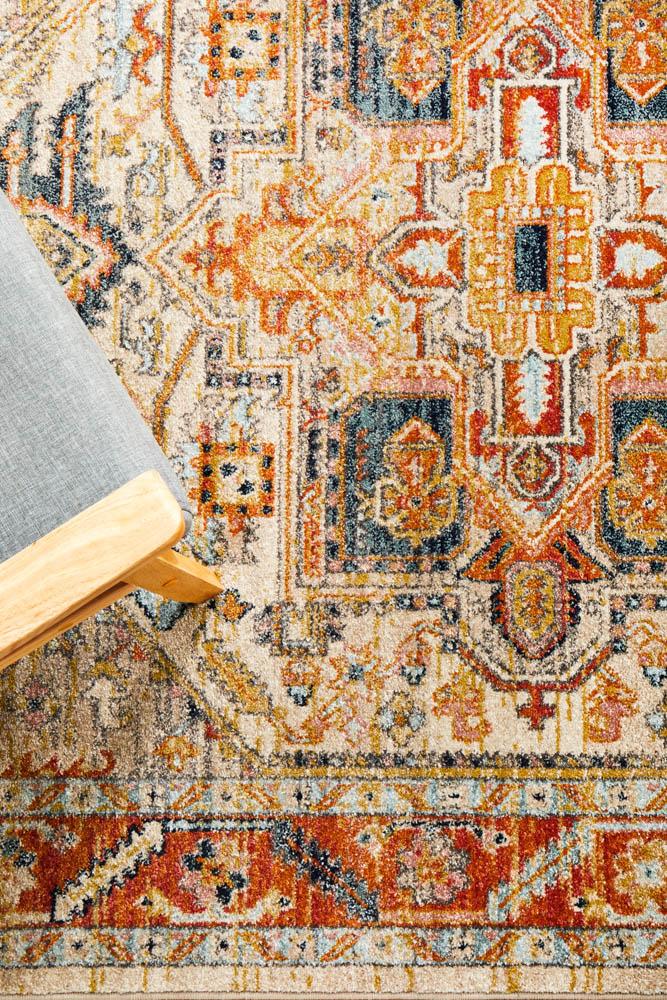 100% Polypropylene Legacy Rust Rug with Faded Persian Design, Made in Turkey
