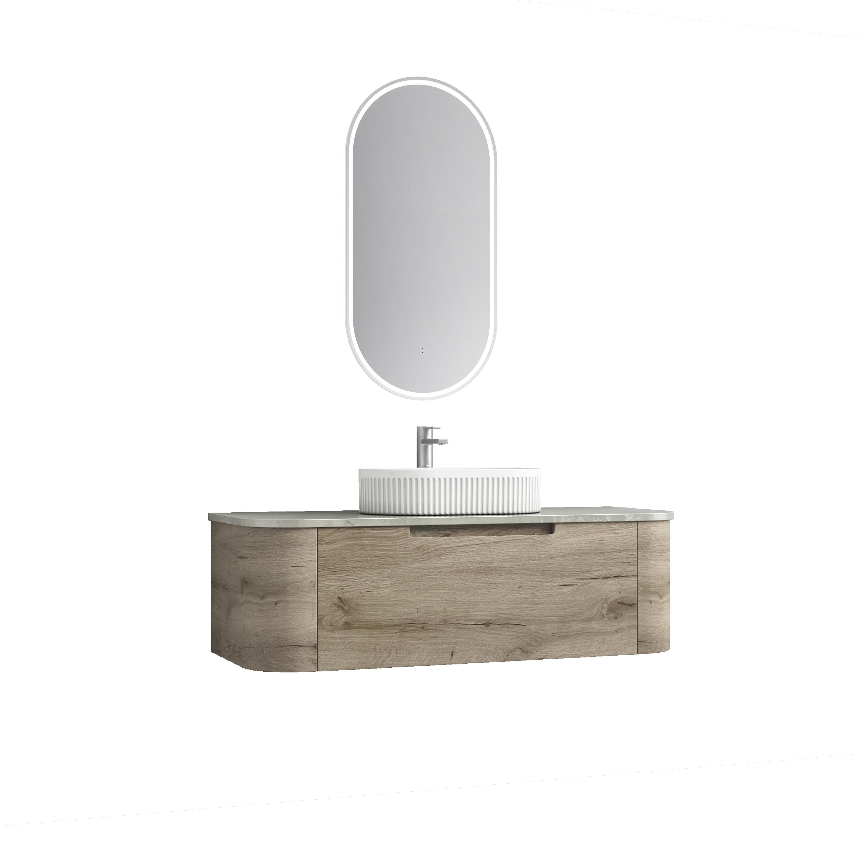 Shop Now! HAMILTON Wall - Hung Curve Vanity in Natural Oak with Multiple Sizes Available