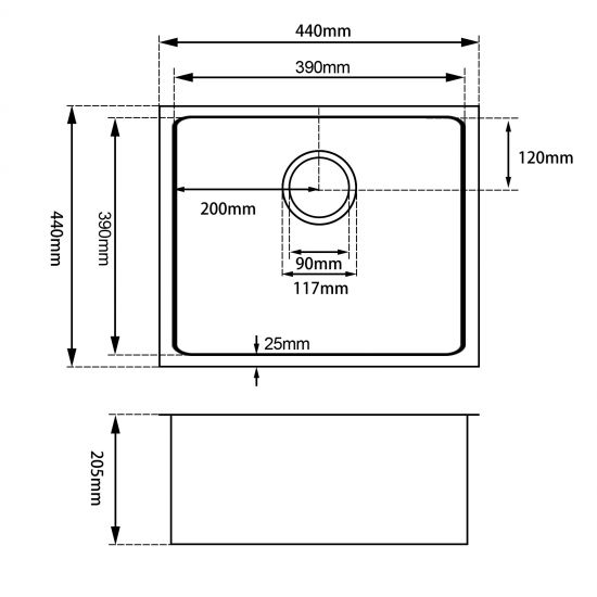Upgrade Now! 440x440x205mm Chrome Stainless Steel Single Bowl Kitchen Sink for Durable Use