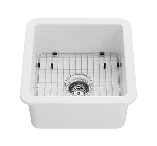 Hot Sale! POS Camden Gloss White Fireclay Undermount Kitchen Sink - 457x457x228mm