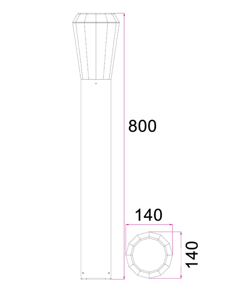 GEB LED Surface - Mounted Tapered Bollard Lights with IP54 Protection