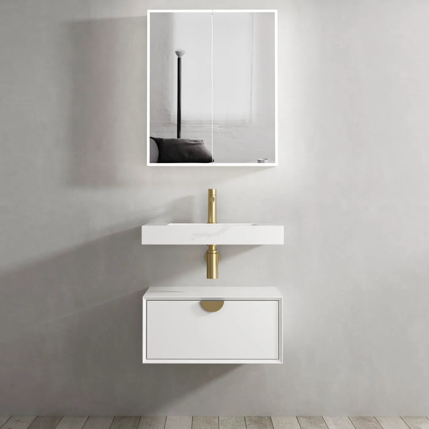 Rectangle Moonlight Solid Surface Basin with Optional Mixer and Bottle Trap (600x460x80)