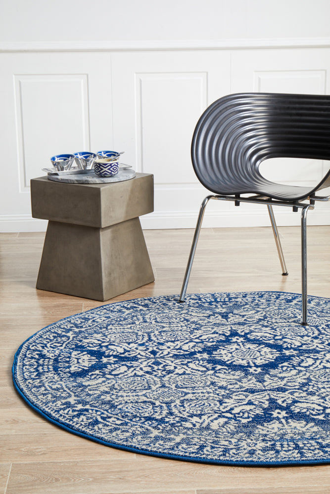 Stunning Transitional Navy Round Rug - Mirage Gwyneth, a Timeless Home Decor Piece