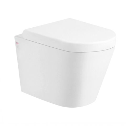 Alzano White Rimless Wall - Hung Toilet Pan with High - Quality Cistern