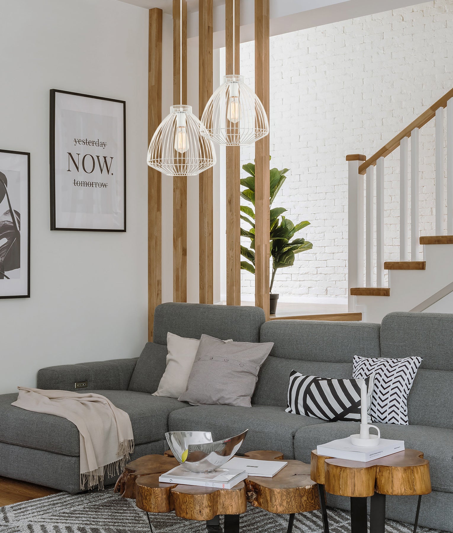 MANU: Stylish Modern Interior Cone (Concave) Wire Cage Pendant Lights - Great Deal!