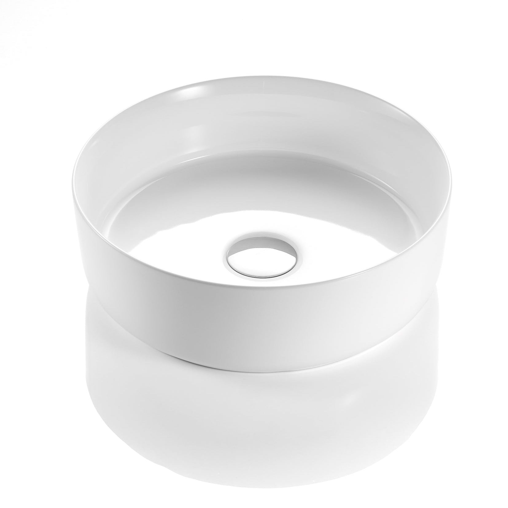Glossy White Round Ceramic Basin - 352x352x112 Size (POSEIDON)