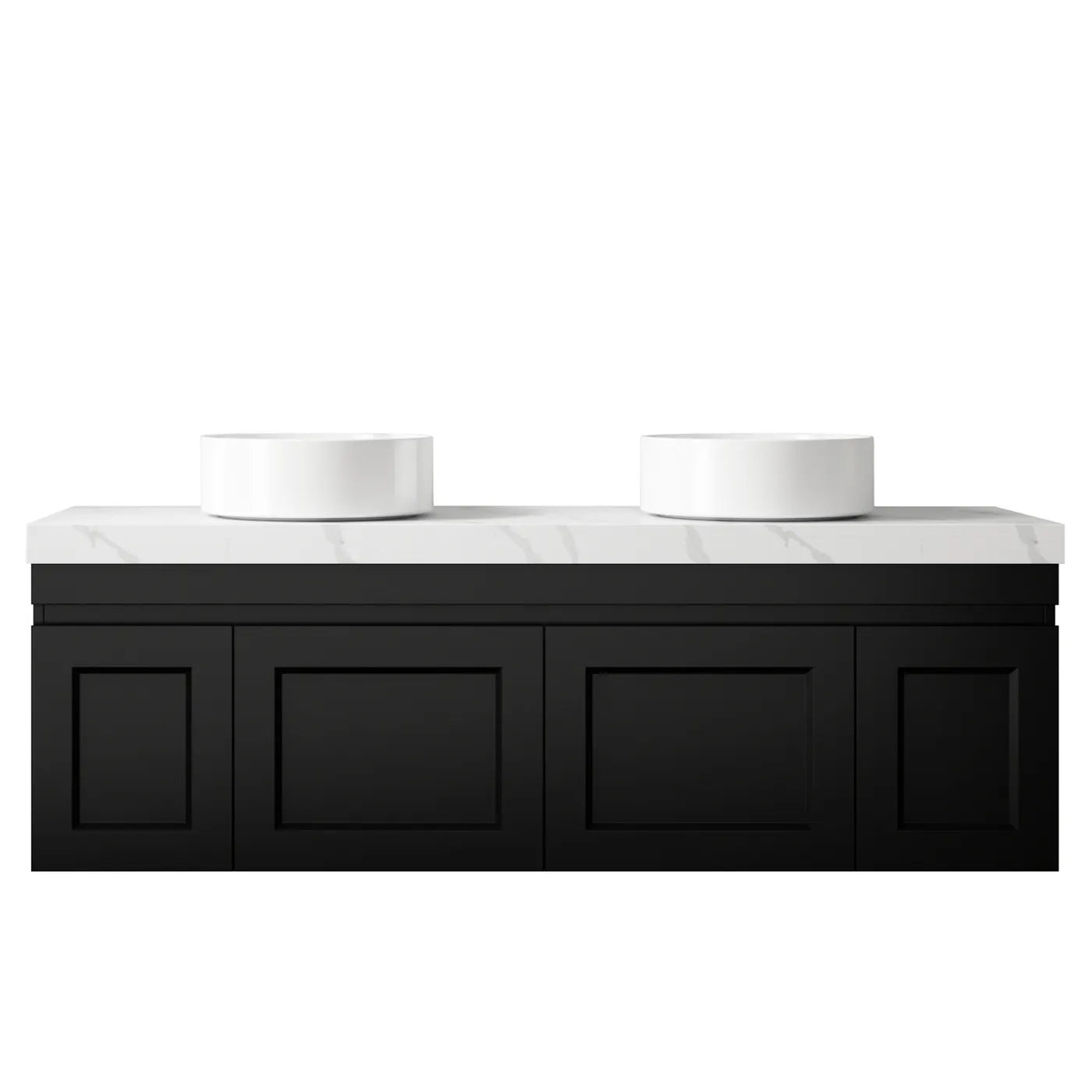 HAMPTON Mark II Wall-Hung Vanity - 1500mm Matte Black, Stylish Storage Solution