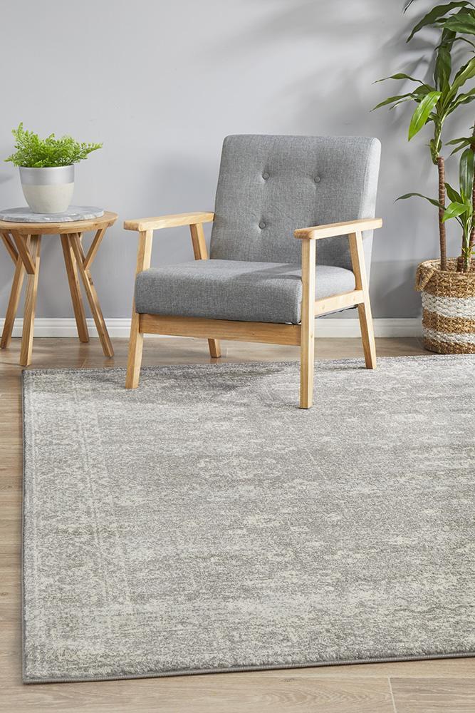 Stylish Grey Transitional Power - Loomed Polypropylene Rug