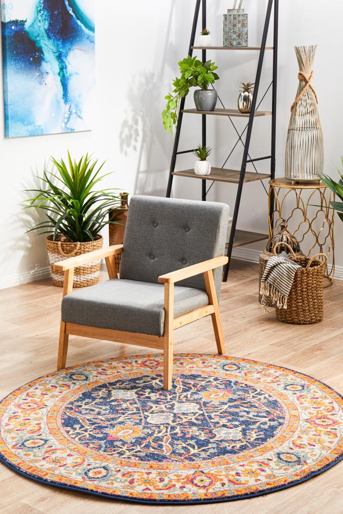 Hot Sale! Evoke Splash Transitional Round Polypropylene Rug with Floral Geometry