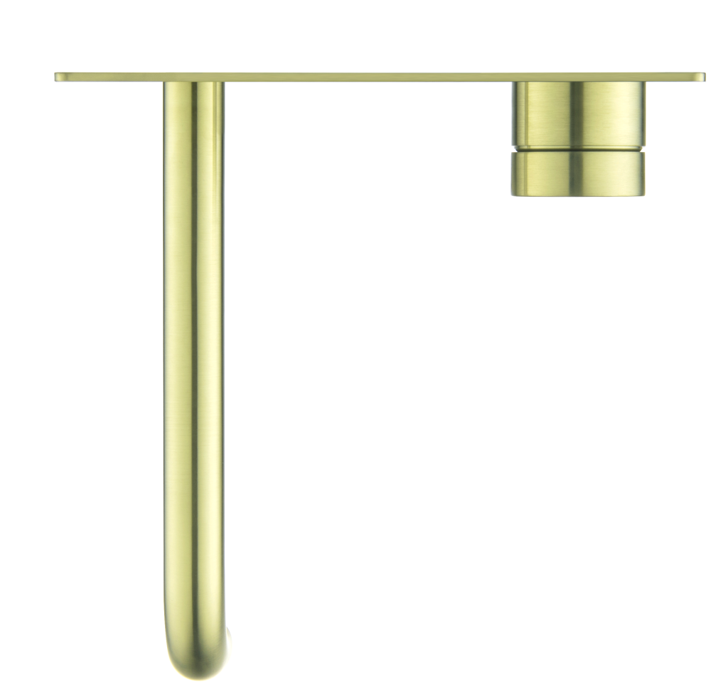 Hot Deal! Brushed Gold 1P Curved Spout Mica Wall - Mount Faucet and Spout Combo