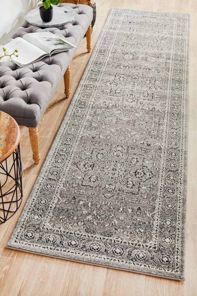 Hot Deal! Evoke Stone Grey Transitional Runner Rug